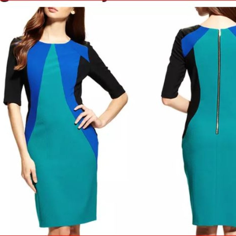 Julia Jordan Elbow Sleeve Colorblock Sheath Dress